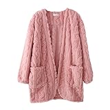 [MilaCorinna] パジャマ レディース 前開き ルームウェア もこもこ ふわふわ あったか ボアカーディガン フランネル 可愛い ケーブル柄 ホームウエア 部屋着 室内着 アウター 長袖パジャマ 大人 防寒 保温 秋 冬 軽量 プレゼント ギフト