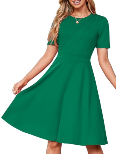 Image of YIOYOLA Fit and Flare Work Dresses for Women Business Casual Office Church Cocktail Party Aline Dress with Pockets