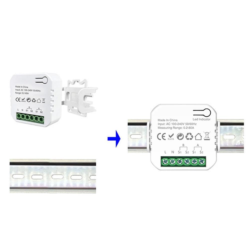 WiFi Smart Single/Dual Channel Energy Meter with Buzzer Alarm and App Alarm, Setable Threshold 1/2 Clamp 80A - Bidirectional, Smart Life App Control Smart Home Energy Monitor (Double Channel)