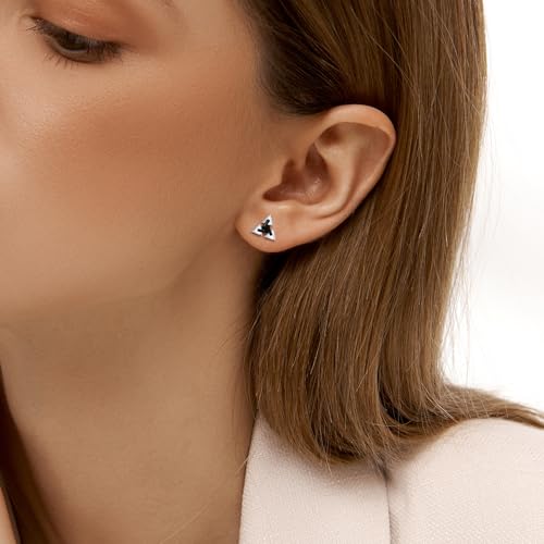 Unisex Geometric Triangle Stud Earrings, Stainless Steel Minimalist Cubic Zirconia Pierced Post Earrings for Men Women2