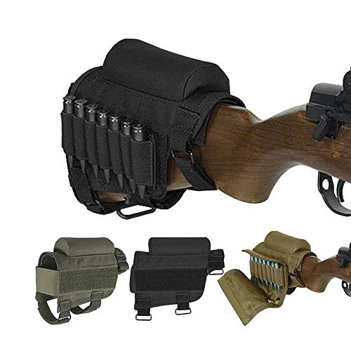Tactical Buttstock Shell Holder Cheek Rest Ammo Shell Pouch Bag Hunting Shooting (Brown) - Thumbnail 2