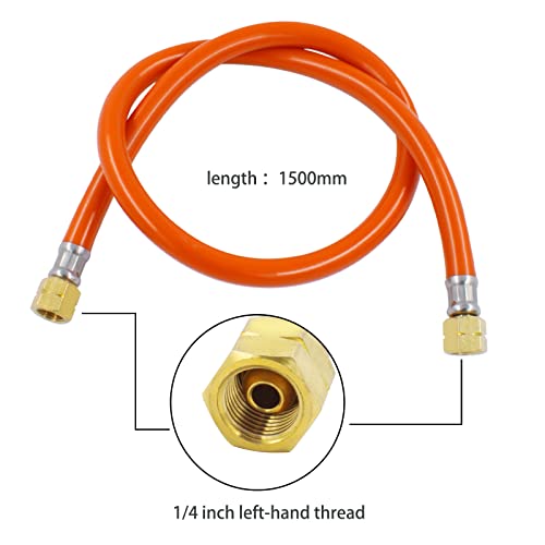 Hicello Gasregler Druckminderer 50mbar+Gasschlauch 150cm 1/4 Linkegewinde Betriebsdruck Gas Niederdruckregler Druckregler Zubehör/Ersatzteil für Gasgrils für Camping Picknicks Grillpartys
