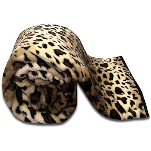 Buystarget Fleece Blanket King Luxury Extra Large Mink Faux Fur Throw Animal Print Double King Bed Sofa Soft Warm Cosy Plush Throw Bed Runner Cuddly Anti Allergy Leopard 200 x 240 cm