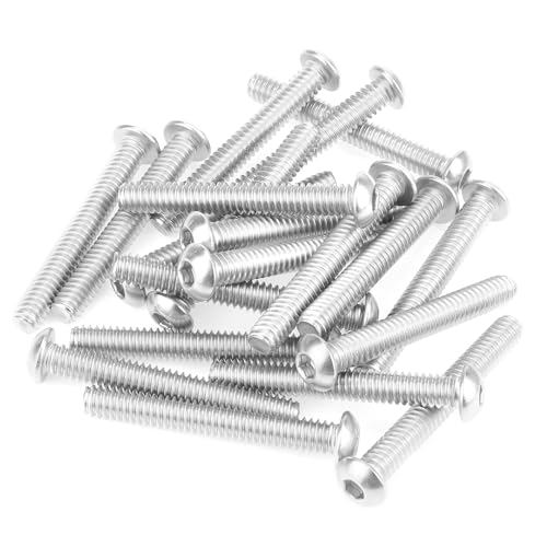 Image of 20 Pieces 1 /4-20 x 1-7 /8 inch Button Head Socket Cap Screws Bolts, HELIFOUNER 304 Stainless Steel (18-8) Screws, Bright Finish, Fully Threaded