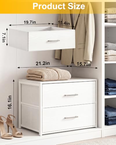Image of Fixwal Closet Drawers for Clothes, 1 Pack, 2 Drawers Dresser, 21.2 inch Wide