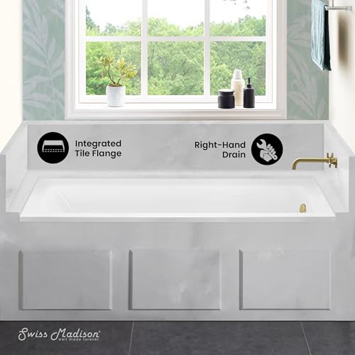 Image of Swiss Madison Voltaire 60 inch x 32 inch Right-Hand Drain Alcove Bathtub