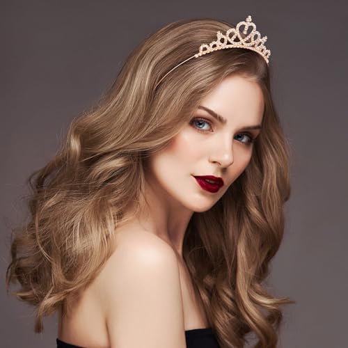 Smallcat 4 Corone Con Strass Da Donna, Fasce Scintillanti E Scintillanti, Con Cristalli, Corona A Forma Di Cuore Da Sposa, Per Matrimoni, Feste, Compleanni, 2 Oro, 2 Argento - 4