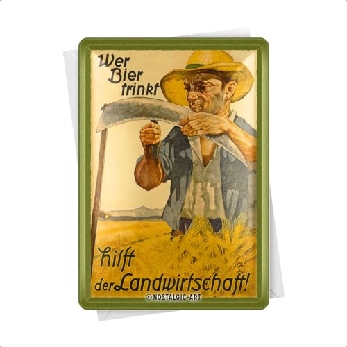 Nostalgic-Art Postal de chapa retro con texto en alemán Wer Biertrinkt - GeschenkIdee als Bar Zubehör (10 x 14 cm)