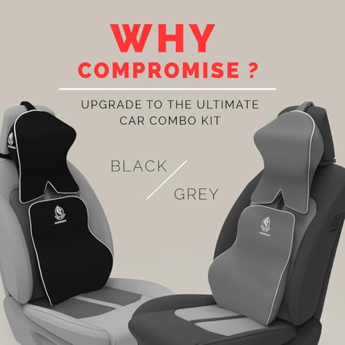 Image of MRRON Large Back Support Neck Rest for Chair & Car Seat, Orthopaedic Lumbar Support Memory Foam Backrest Cushion Designed for Back Pain Relief Pillow for Comfortable Sitting (Black, Long Back)