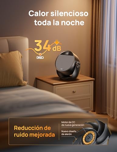 Miniatura 7 de Dreo Calefactor Eléctrico 1500w Silencioso Y De Bajo Consumo, Portátil Con Mando Y Termostato, Inclinación 60 , 8 Sistemas De Seguridad, Cerámica Ptc, Temporizador 12h, 3 Modos Y 3 Velocidades