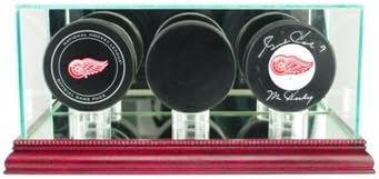 Perfect Cases TPPK-C Triple Hockey Puck Display Case, Cherry