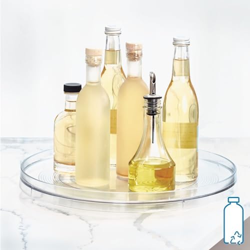 InterDesign Linus Lazy Susan Turntable Spice Organizer Rack for Kitchen Pantry, Cabinet, Countertops - 14", Clear