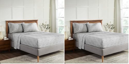 Image of Superior Melange Flannel Cotton Sheet Set, Ultra-Soft Textured Sheets, Modern, Farmhouse Bedding, Basics, Includes; Flat Sheet, Elastic Deep Pocket Fitted Sheet, Pillowcases, Twin, Charcoal