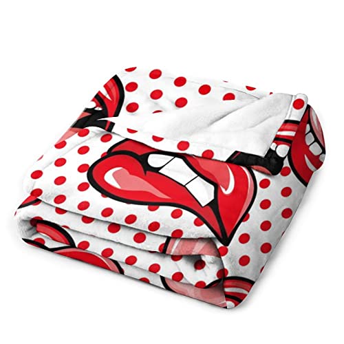 Couverture polaire lèvres rouges plaid canapé flanelle jeté de canapé doux