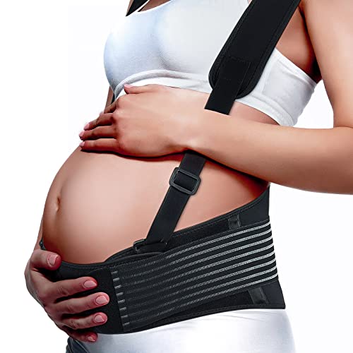 Pregnancy Support Maternity Belt,Double Support Back/ Abdomen Brace, Shoulder Strap Lumbar Adjustable