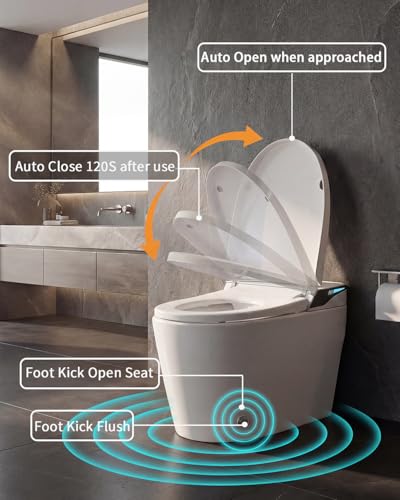 Image of TOTTE Premium Smart Toilet with Bidet Built-in, 1000g MaP Flush Score, Foam Shield, ADA Comfort Height Heated Seat, Automatic Lid, Warm Air Dryer & Instant Warm Water, Tankless Toilet