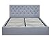 AVANTI TRENDSTORE, Porto, Letto imbottito con contenitore idraulico con doghe in colore grigio misure 140x200cm