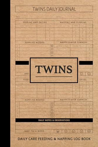 Twins Daily Care Feeding Napping Log Book: Journal to Record Feeds, Sleeps, & Needed Supplies. Ideal for Parents, Nannies, Nurseries, & Kindergartens