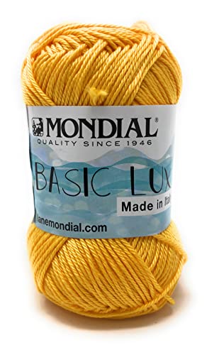  Mondial lane art. BASIC LUX gomitolo da 50gr 120mt Ferri 3-4 100% Cotone Mercerizzato (509 giallo caldo)