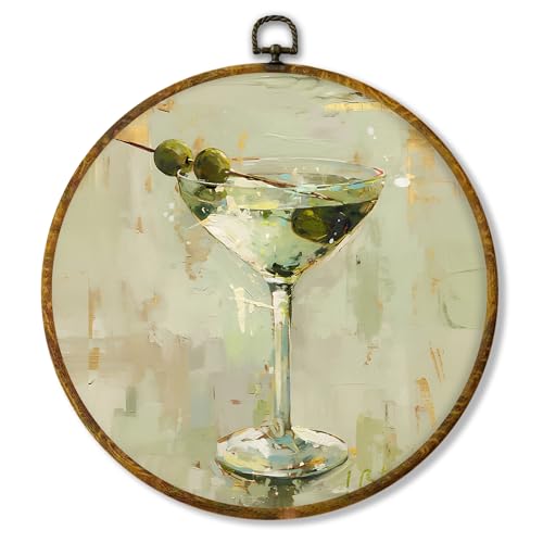 shiviody Martini Wine Olives Canvas Wall Art Decor, Vintage Cocktail