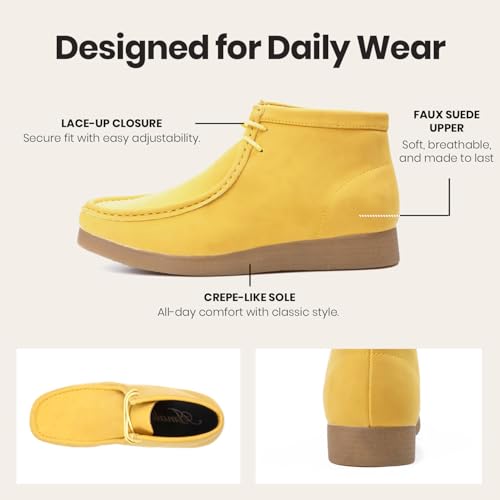 Amali Casual Chukka Boots for Men, High-Top, Lace Up Suede Men's Shoes, Desert Boots with Crepe Rubber Sole, Mustard Size 11 - Thumbnail 5