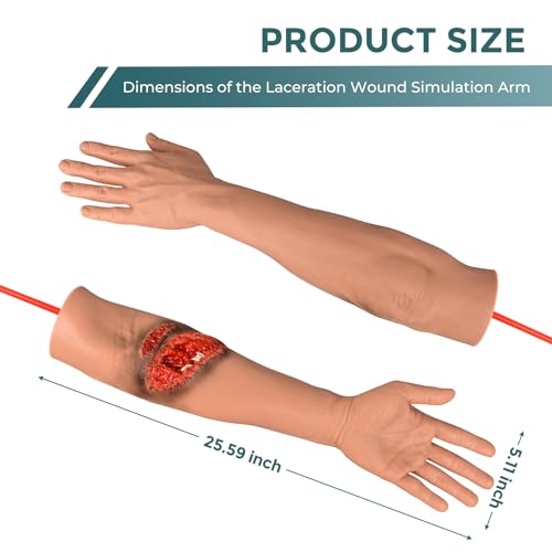 Image of Laceration Wound Simulation Arm Kit - Medical Training Model with Fracture & Wound Packing for Nursing Students - Hemostasis Control & Immobilization Trainer for First Aid, EMT, Surgery Education