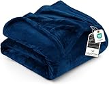 Utopia Bedding Fleece Blanket Queen Size Navy 300GSM Luxury Anti-Static Fuzzy Soft Microfiber Bed Blanket (90x90 Inch)
