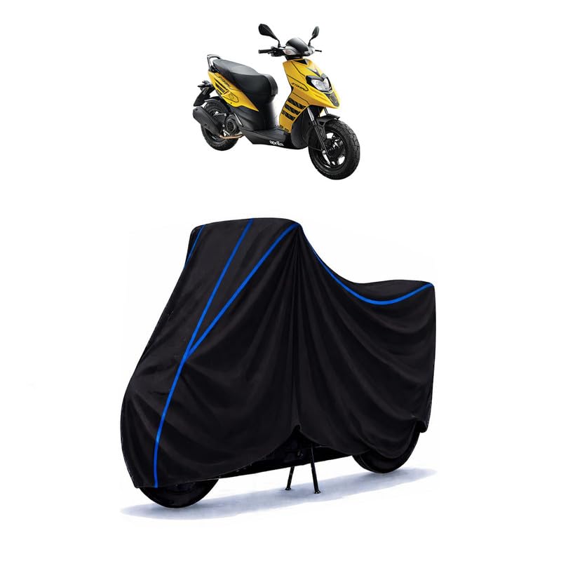 Image of Scooty Cover Water Resistant for Storm 125 | Universal Scooter & Bike Cover | Heavy Duty UV Dust, Rain & Scratch Protection | Elastic Fit All Weather Indoor Outdoor | Black with Blue Piping