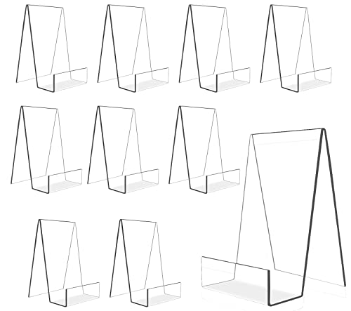 6'' x 4'' Acrylic Book Display Stand Clear Easel with Ledge Tablet Holder for Displaying Books, Pictures, Notebooks, CDs, Artworks, etc (Large) (10)