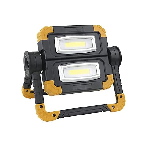 OCUhome LED Batteries Powered Work Light Foldable 360° Rotation Outdoor Led Work Light with Stand Waterproof Spotlights for Camping Car Inspection Emergency Job Site Lighting Yellow Cover