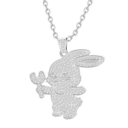 Bunny Necklace Bunnies Pendant Jewelry Merchandise Cubic Zirconia 18K Gold Plated
