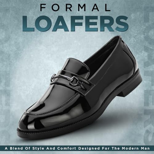 Image of STANPHORD Men Formal Buckle Accent Loafers | Patent Slip-On | Memory Foam Insole | Office Business Wedding Casual WearTan (TPSL F1)