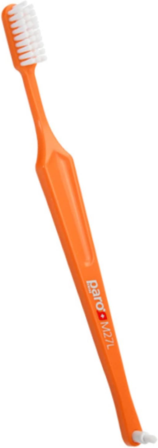 Paro M27L Toothbrush #738 | Small Brush Head Toothbrush with Medium Bristles and Exchangeable Inter Space F (6 Pack Multi-Color)