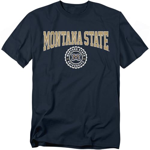 LOGOVISION Montana State University Collegiate Seal Unisex Adult T Shirt, Navy, Small