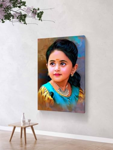 Image of Personalized Canvas Painting Photo Frame, Multicolor, Custom Artwork, Modern Home Decor, Gift for Family, Friends, Wedding & Anniversary - 18x24 Inches