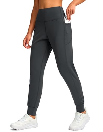 Viodia Women's Joggers with Pockets High Waisted Athletic Workout Yoga Jogger Pants for Women Tapered Sweatpants Dark Grey