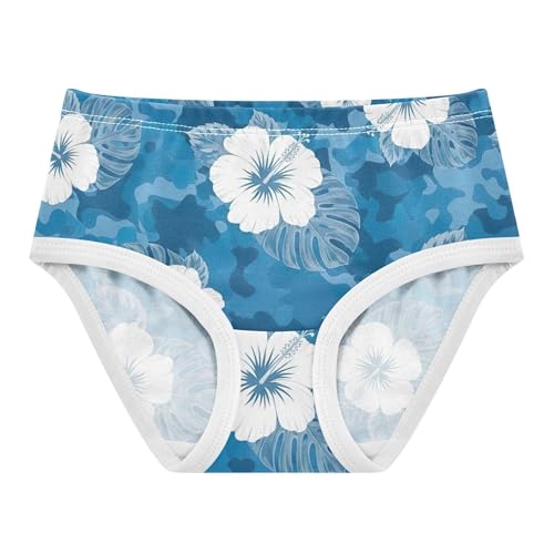 Toddler Underwear Floral 2t Cotton Girl Panties Cute Artistic Briefs Girls Undies White Flowers Blue Camouflage
