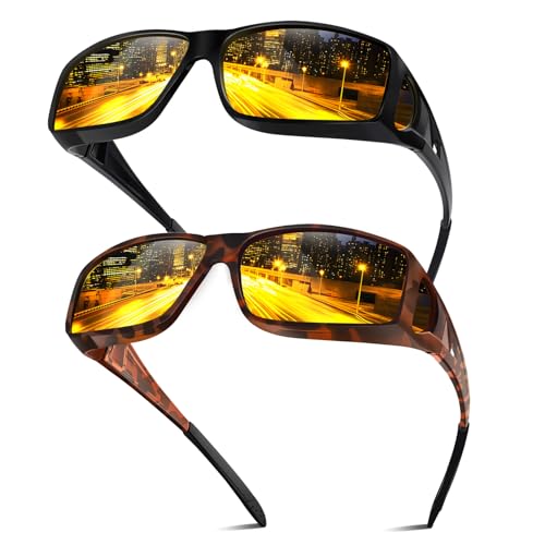 Image of Bio-th Night Driving Glasses Fit Over Glasses for Men Women,Anti Glare Night Vision Glasses for Driving,Cycling,Golf