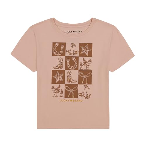 Image of Lucky Brand Girl's Short Sleeve Graphic T-Shirt, Tagless Cotton Tee with Fun Designs