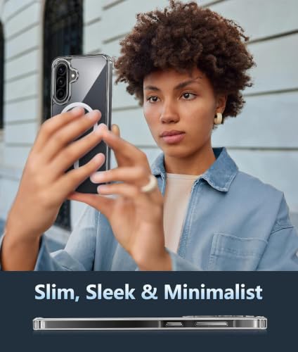 Image of DIZORO Crystal Clear Magnetic Compatible with Samsung A55 Back Cover case with Anti-Yellow ( Compatible with Magsafe ) Anti-Scratch | Shockproof Transparent Cover