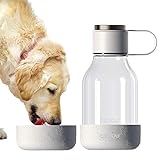 asobu Tritan Water Bottle with Dog Bowl Attached 50 Ounces (White)