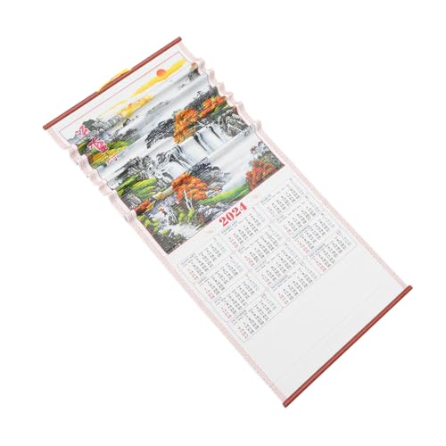 Abaodam 年家用月間壁掛けカレンダー 風景写真デザインの掛軸年暦 省スペース メモ書き対応 滑らか仕上げの実用的な壁掛け日めくり