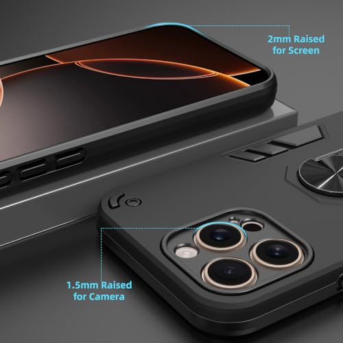 Image of NDCOM for iPhone 16Pro Max Cover | Premium Protective iPhone 16 Pro Max Case | Optimal Fit and Style | 16 Pro Max Case | Ring Holder Case Black