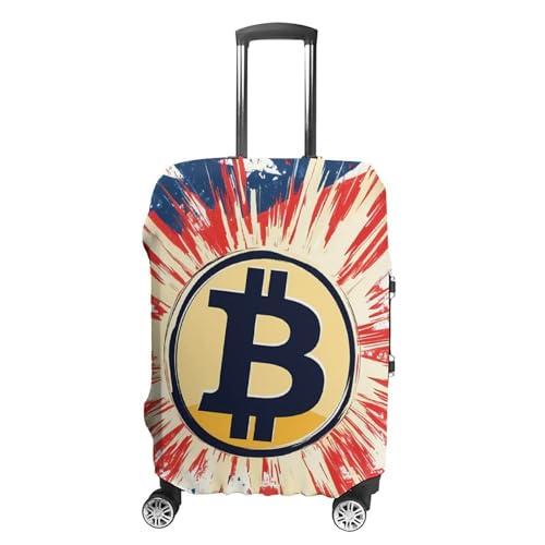 Bitcoin U.s.a. Flag Travel Luggage Cover for Suitcase 19-32 Inches Elastic Washable Baggage Protector