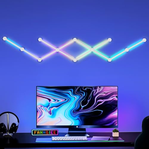 Image of Gaming Lights for Wall, RGB LED Gaming Lights, Smart Wi-Fi Game Lamp with Voice Control and Remote, Party Decor Light for Game Room Party Setup Bedroom Living Room DIY 12 Pack Wall Sconce.