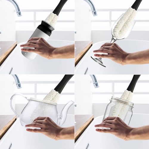 Image of HIC Kitchen Bar Soft Foam Stemware Brush, Non-Scratch Foam Tips, Set of 2