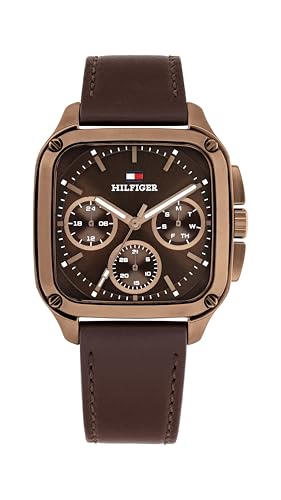 Image of Tommy Hilfiger Analogue Multifunction Quartz Watch for Men with Brown Leather Strap - 1792221