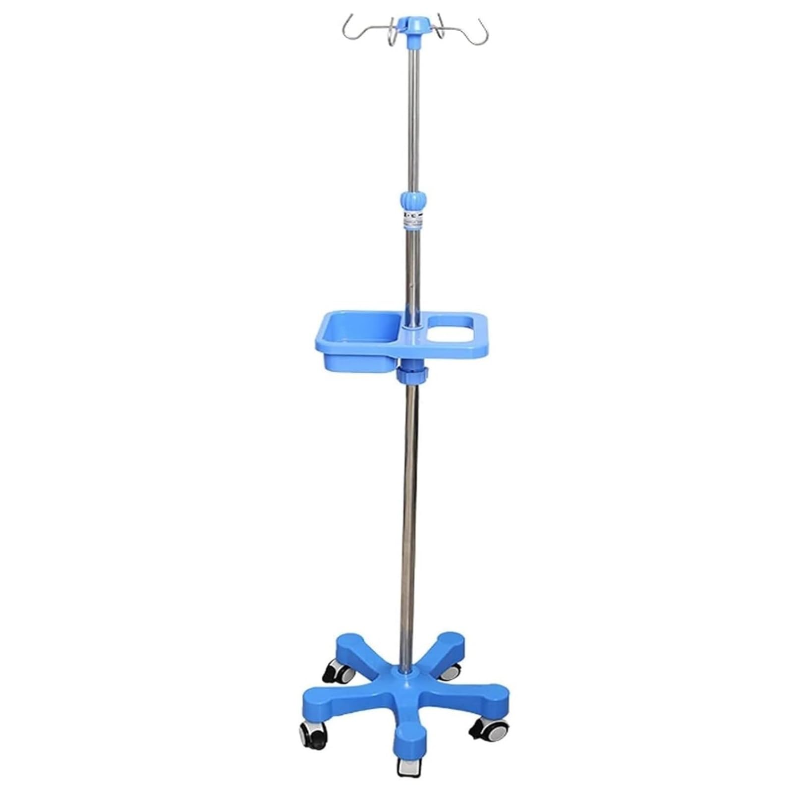 Portasueros médico con ruedas de acero inoxidable Soporte para suero | Altura ajustable for hospital, práctica de infusión en el hogar, 4 ganchos