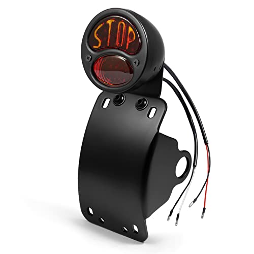 Image of Amazicha LED License Plate Brake Light Tail Light with 1 Inch Axle Hole Curved Bracket Compatible for Harley Sporster Bobber Choppers