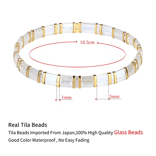 Image of KELITCH Women Tila Beads Stretch Bracelets Handmade Women Charm Strand Beaded Bracelets Summer Jewelry